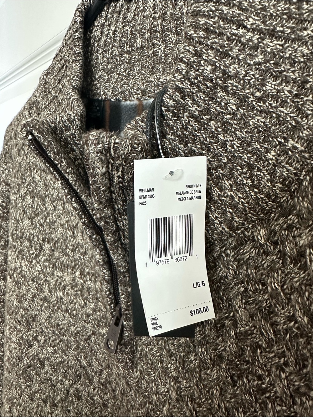 NWT Buffalo David Bitton Marled Brown Zip Sweater